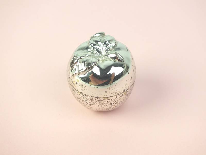 Silberne Vintage Apfel Dose Mit Deckel - Kleine Pillendose Obst Schmuckdose Schmuckverpackung von berlinvintageshop