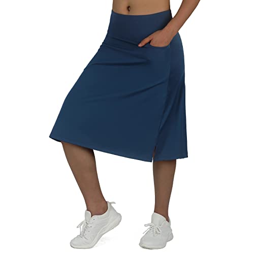 Damen Midilänge Skorts Röcke mit 3 Taschen bescheidene Röcke Damen 61 cm Knielänge Skort, navy, 3X-Groß von beroy