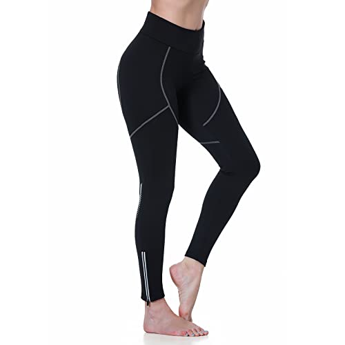 Fahrradhose Damen Lang Winter Thermo Radlerhose Damen Gepolstert Lang Elastische Schnell Trocknend Grau S von beroy