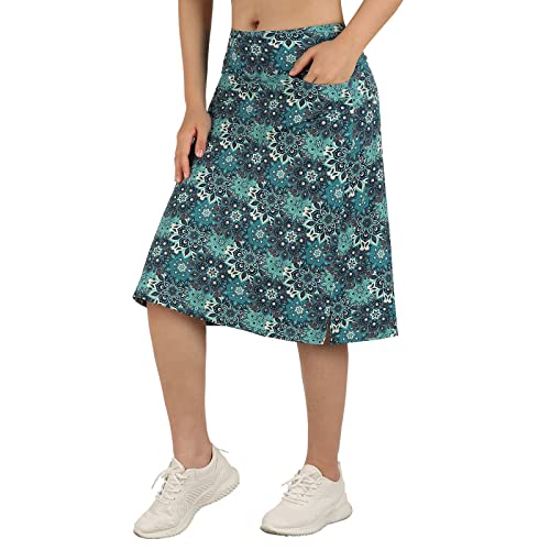 beroy Damen Midilänge Skorts Röcke mit 3 Taschen bescheidene Röcke Damen 61 cm Knielänge Skort, kakigrün, X-Groß von beroy