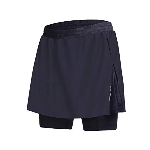 beroy Damen Radrock, schnelltrocknend, atmungsaktiv, 3D-Polsterung, All Black Skorts, Groß von beroy