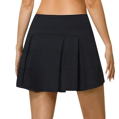 beroy Damen Skater Tennisrock Skirt Sportrock Sport Fitness Yoga Kurze Laufenrock Leicht und Atmungsaktiv Golfrock Schwarz L von beroy