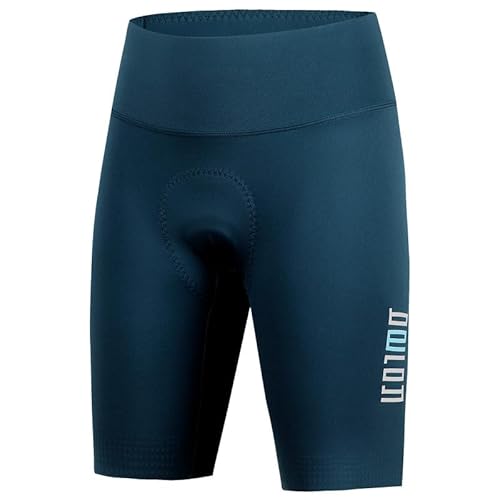 beroy Radsport Shorts für Damen Radlerhose gepolstert Radlershorts Kurz elastische Fahrradhose mit Sitzpolster 4D Atmungsaktiv Radhose Marineblau M von beroy