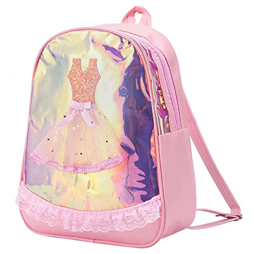 besbomig Balletttasche Mädchen Ballerina Tanztasche Prinzessin Umhängetasche Sporttasche für Kinder und Teenager Groß Rucksack für Gym Schwimmen Rosa von besbomig