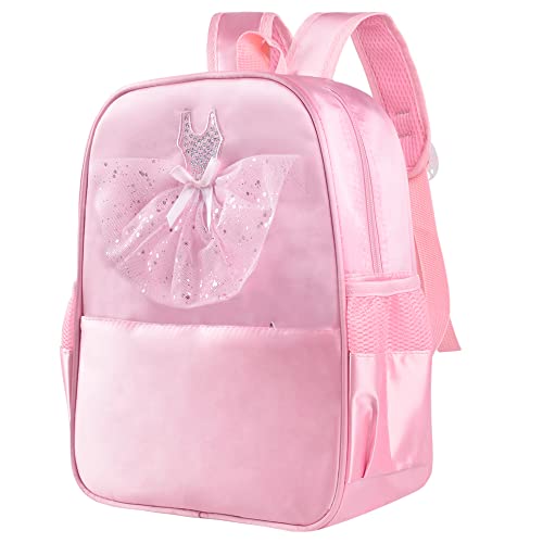 besbomig Balletttasche Mädchen Ballerina Tanztasche Prinzessin Umhängetasche Sporttasche für Kinder und Teenager Groß Rucksack für Gym Schwimmen Rosa von besbomig