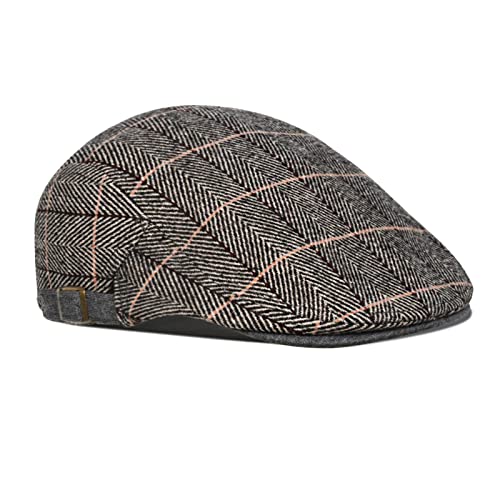 besbomig Schiebermütze Barret Flat Cap Schirmmütze für Herren Damen, Gatsby Newsboy Cap Baskenmützen Golfermütze, Frühling Herbst Winter, 55-59cm von besbomig