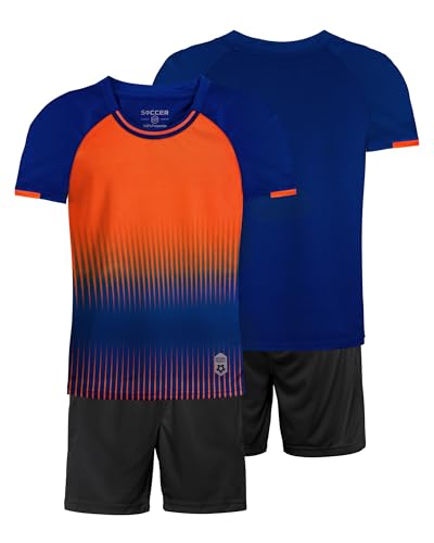 besbomig Jungen Fussball Uniform Trikots Set Kind Team Ausbildung Wettbewerb Sportbekleidung - Kurze Ärmel T-Shirt & Shorts Soccer Uniforms Trainingsanzug für Basketball Sport von besbomig