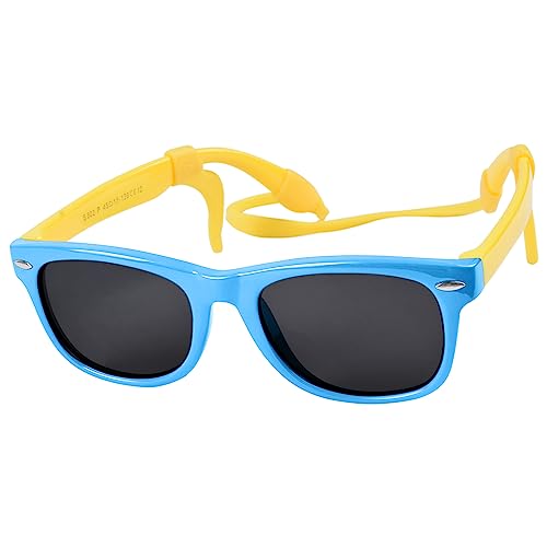 besbomig Klassisch Polarisierte Sonnenbrille Kinder Sonnenbrillen Rechteckige Baby Sonnenbrille UV400 Schutz Kinder Sportbrille für Mädchen Jungen Kindersonnenbrille Alter 0-12 von besbomig