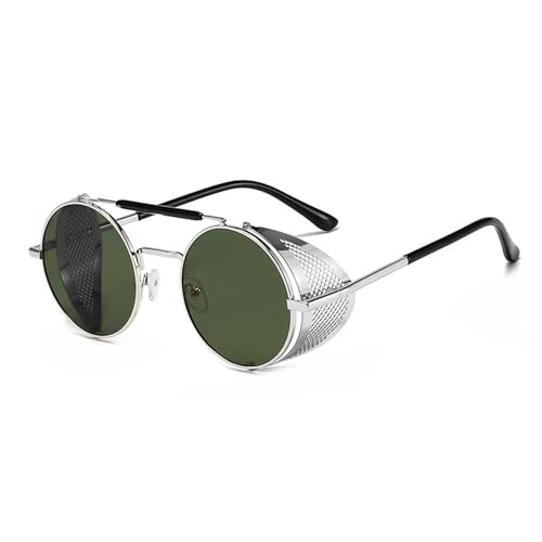 besbomig Retro Rund Steampunk Sonnenbrille für Damen Herren Polarisiert UV Schutz - Hippie Metallrahmen Festliche Partybrille Fasching Brillen Modeaccessoire von besbomig
