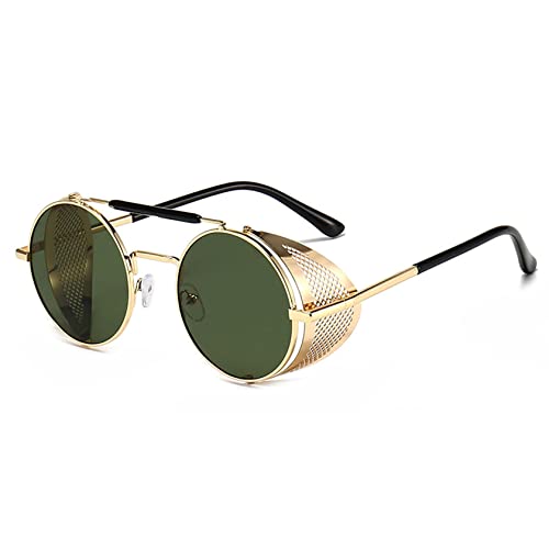 besbomig Retro Runde Steampunk Sonnenbrille Herren Damen Polarisiert Sonnenbrillen Vintage Fahrerbrille Sportbrille UV400 Schutz Unisex von besbomig