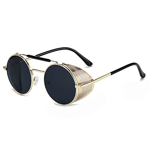 besbomig Retro Runde Steampunk Sonnenbrille Herren Damen Polarisiert Sonnenbrillen Vintage Fahrerbrille Sportbrille UV400 Schutz Unisex von besbomig