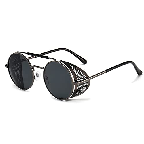 besbomig Retro Runde Steampunk Sonnenbrille Herren Damen Polarisiert Sonnenbrillen Vintage Fahrerbrille Sportbrille UV400 Schutz Unisex von besbomig