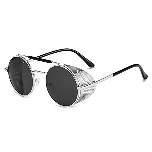 besbomig Retro Runde Steampunk Sonnenbrille Herren Damen Polarisiert Sonnenbrillen Vintage Fahrerbrille Sportbrille UV400 Schutz Unisex von besbomig