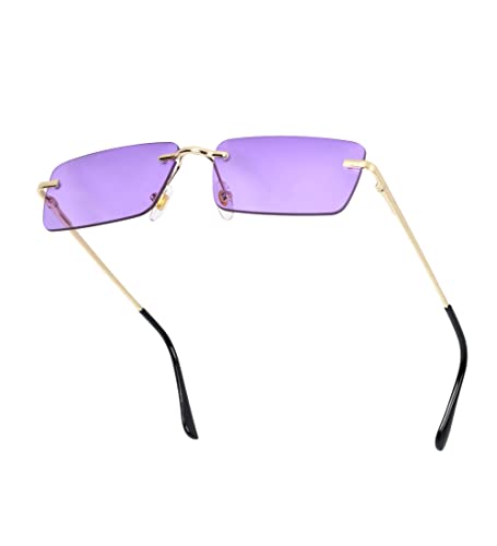 besbomig Vintage Rechteckige Randlose Sonnenbrille für Damen und Herren - Mode Retro Rahmenlose Sonnenbrille mit UV Schutz Rave Brille Sonnenbrillen von besbomig