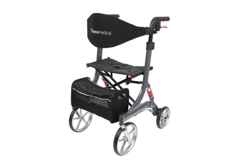 bescomedical Rollator SPRING, Leichtgewicht Gehhilfe - Modell M Sitzhöhe 56 cm, mit Komfort-Federung von bescomedical