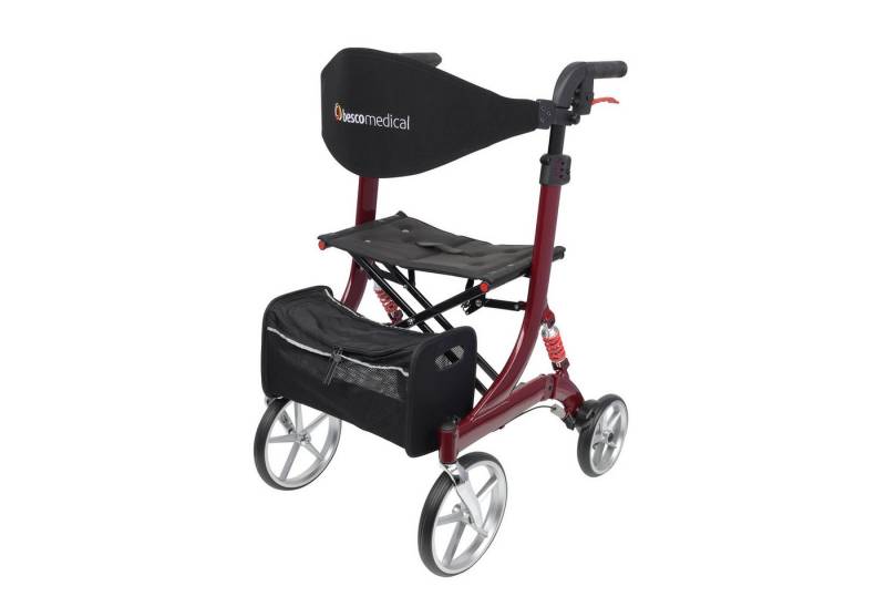 bescomedical Rollator SPRING, Leichtgewicht Gehhilfe - Modell M Sitzhöhe 56 cm, mit Komfort-Federung von bescomedical