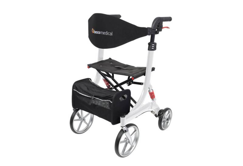 bescomedical Rollator SPRING, Leichtgewicht Gehhilfe - Modell S Sitzhöhe 52 cm, mit Komfort-Federung von bescomedical