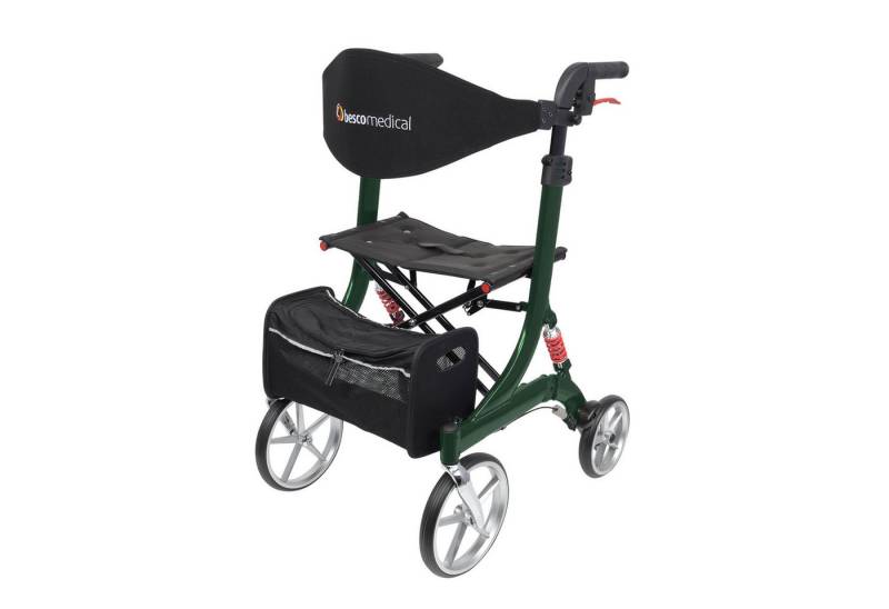 bescomedical Rollator SPRING, Leichtgewicht Gehhilfe - Modell S Sitzhöhe 52 cm, mit Komfort-Federung von bescomedical