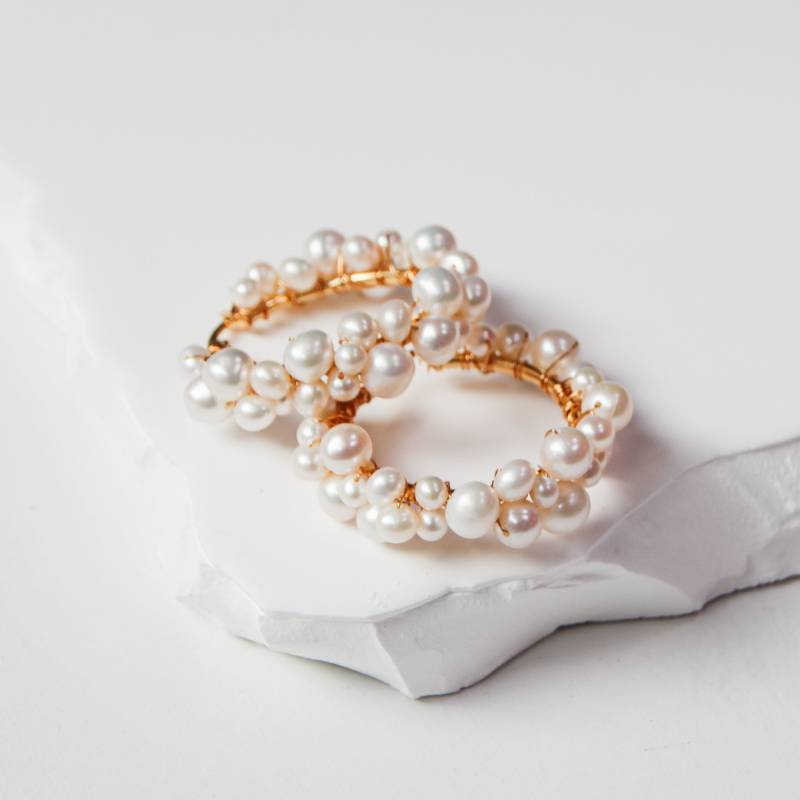 Süßwasser Zucchtwasserperlen Creolen 18K Gold Plated von bespokebridalshop