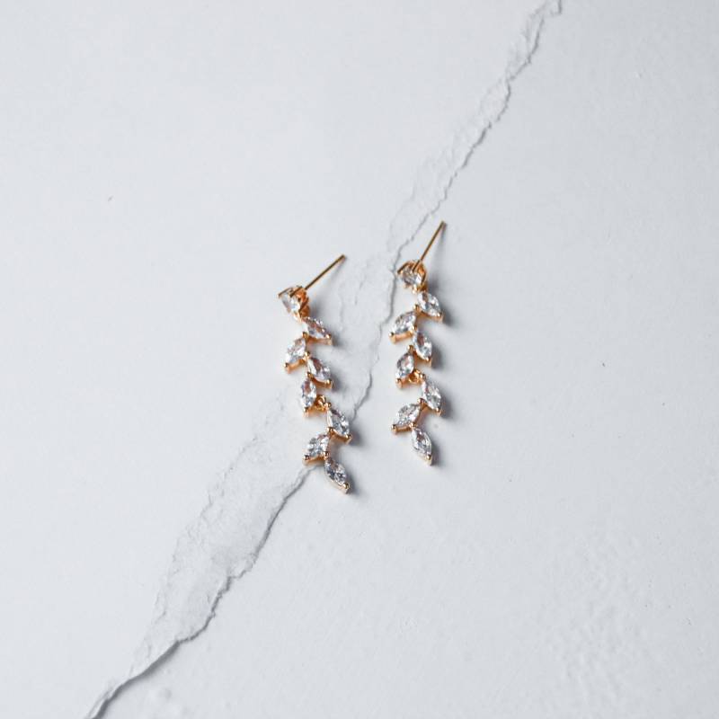 strass Blatt Ohrringe von bespokebridalshop