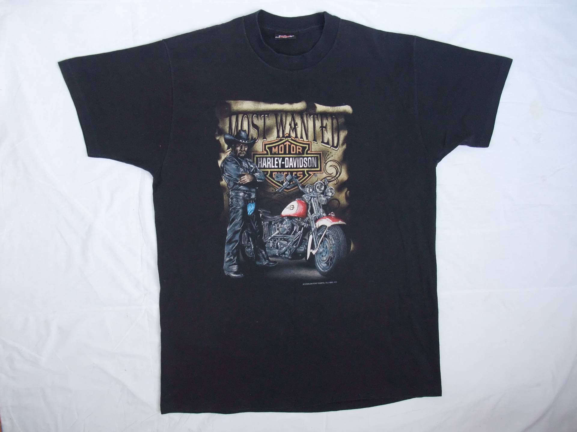 Kostenloser Versand Vintage Harley Davidson 1992 Xl-Shirt Most Wanted 3D Emblem Fort Worth Made in Usa von bestBoutiqueByVlad