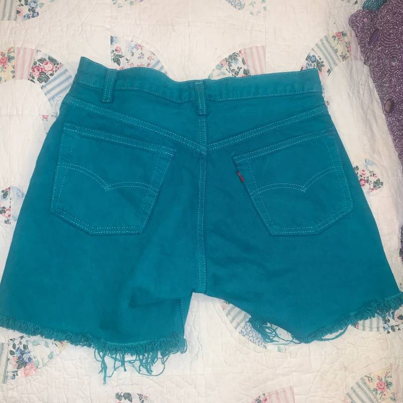70Er Levi Es Teal Overdyed Denim Cutoff Jean Shorts Boho Hippie Festival 70Er Levi Es Teal Overdyed Denim Cutoff Jean Shorts Boho Hippie Festival von bestpersonalstyle