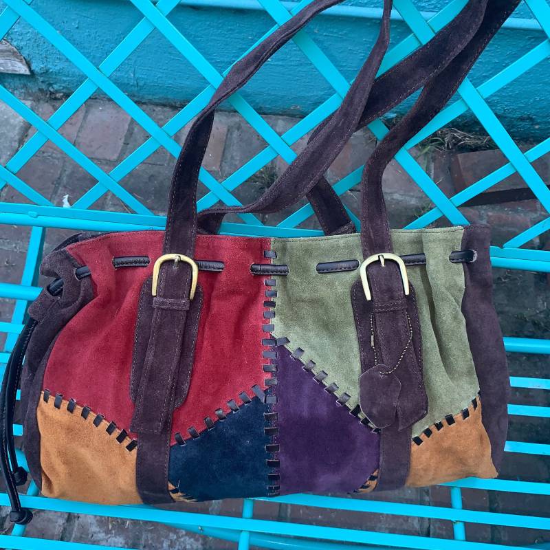 Große Patchwork Whipsstitch Wildleder Tasche von bestpersonalstyle