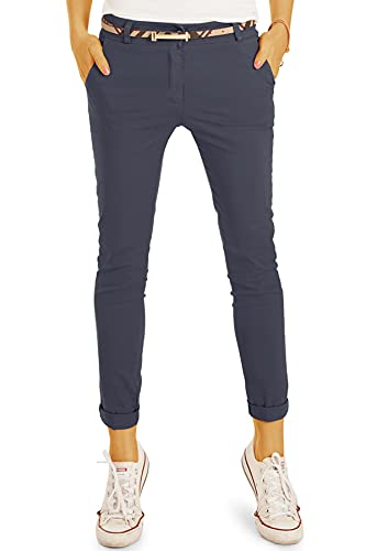 BE STYLED Damen Chinos Stoffhosen, Weite, lockere Hosen mit Stretch h19a 40/L Marineblau von BE STYLED