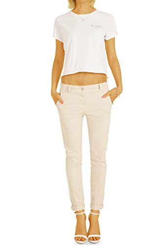 BE STYLED Damen Chinos Stoffhosen, Weite, lockere Hosen mit Stretch h19a 40/L beige von BE STYLED