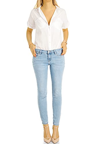 BE STYLED Damen Jeans Hüftjeans, Slim fit Röhren Hosen j27p j27p 38/M hellblau von BE STYLED