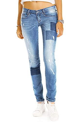 BE STYLED Damenjeans, Premium Bio Organic Jeanshose Skinny Röhrenjeans Low Waist Hüftjeans - Bio_002 38/M von BE STYLED