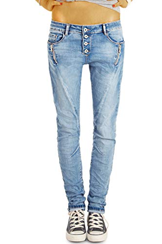 BE STYLED Damenjeans, Stretch Baggy Boyfriend Hüftjeans im Tapered Relaxed Fit - Knopfleiste & Reißverschluss j6i 34/XS-Denim von BE STYLED