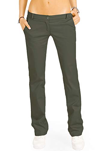 Bestyledberlin Elegante Damen Chino, Schicke Regular Fit Stoffhosen, Ausgestellte Sommer Hosen j20k 36/S Khaki von BE STYLED