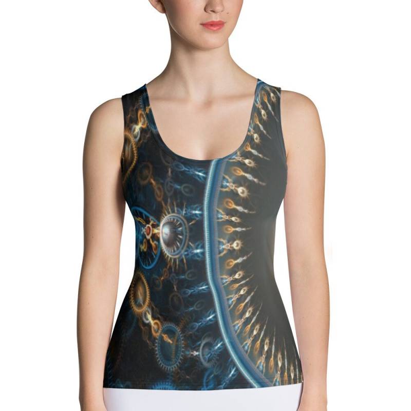 Dark Print Figure Flattering Women Es Tank Top, Yoga Tank, Übung Designer Handmade von bestyoubydesign
