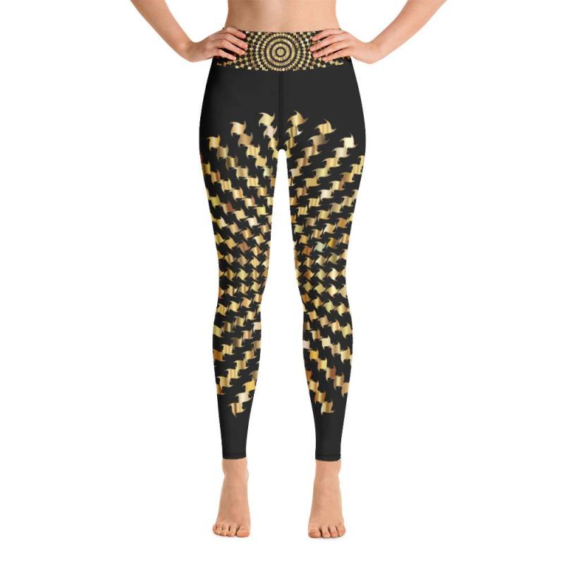 Yoga Leggings Mit Gold Und Schwarz Print, Hose, Übung Leggings, Delsigner Handgemacht Yoga Leggings Mit Gold Und Schwarz Print, Hose, Übung Leggings, Delsigner Handgemacht von bestyoubydesign