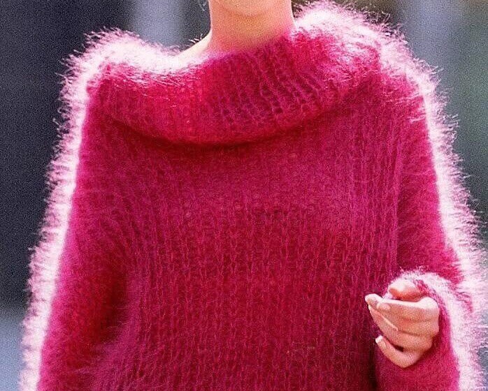 Langer Rollkragenpullover Aus Rotem Mohair - Handgestrickter Damenpullover Pullover Angora Wolle Arm von beswetio