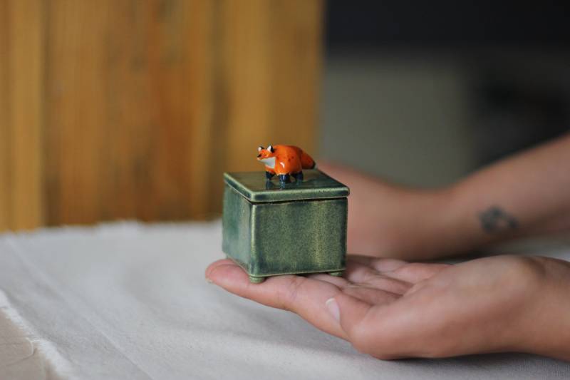 Keramik Fuchs - Box Handgemachte Schmuckschatulle Aus von beticeramic