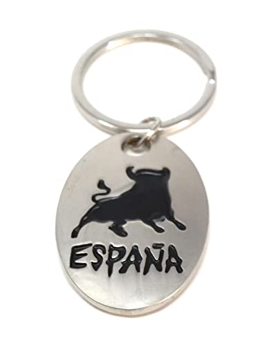 better with friends Schlüsselanhänger mit Spanien Torro Liga, Form nationalen Farben Spanien Schlüsselanhänger Fußball Schlüsselanhänger Militär Wache Geschenk Set, silber von better with friends