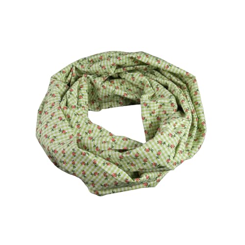 bettina bruder - Damen-Loop Rosen Vichykaro grün weiß ca. 25 cm x 140 cm - 100% Baumwolle - Rundschal Schlauchschal von bettina bruder