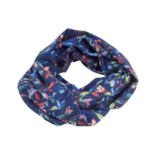 bettina bruder - Damen-Loop Schlauchschal Blätter blau bunt - 100% Viskose von bettina bruder