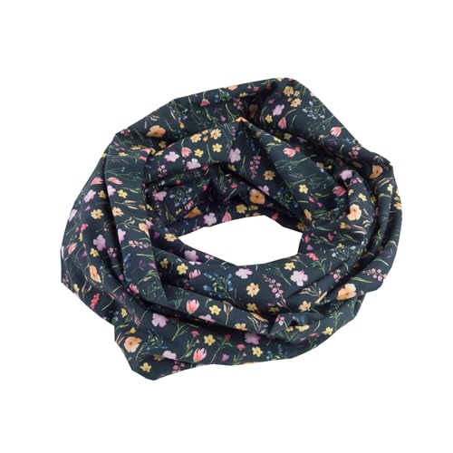 bettina bruder - Damen-Loop Schlauchschal Blumen Gräser schwarz bunt - 100% Baumwolle von bettina bruder