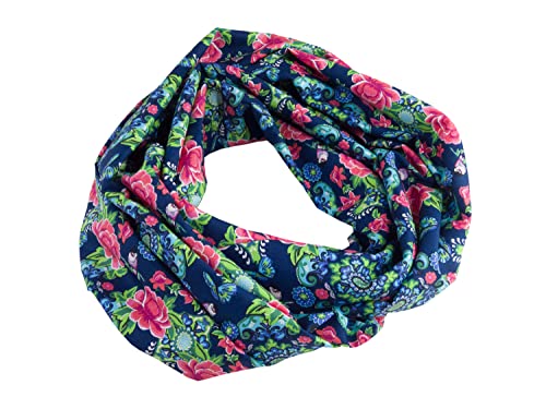 bettina bruder - Damen-Loop Schlauchschal Blumen Ornamente blau pink grün bunt - 100% Baumwolle von bettina bruder