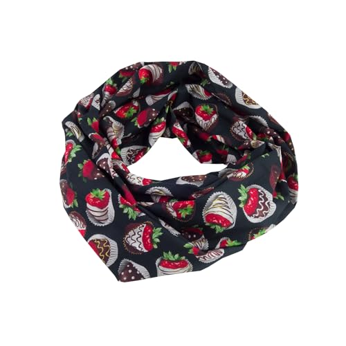 bettina bruder - Damen-Loop Schlauchschal Erdbeeren Schokolade Schokofrüchte schwarz rot grün bunt - 100% Baumwolle von bettina bruder