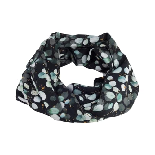 bettina bruder - Damen-Loop Schlauchschal Eukalyptus Blätter schwarz grün Grüntöne - 100% Viskose von bettina bruder