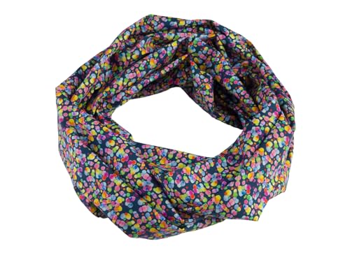 bettina bruder - Damen-Loop Schlauchschal Konfetti Punkte Tupfen dunkelblau regenbogen bunt - 100% Baumwolle von bettina bruder