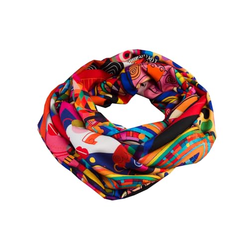 bettina bruder - Damen-Loop Schlauchschal Kunst abstrakt schwarz regenbogen bunt - ca. 28 cm x 140 cm - 100% Viskose - Rundschal von bettina bruder