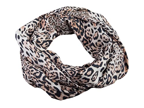 bettina bruder - Damen-Loop Schlauchschal Leoprint creme beige braun - 100% Viskose von bettina bruder