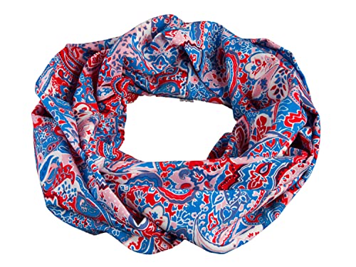 bettina bruder - Damen-Loop Schlauchschal Paisley Blumen blau rot weiß - 100% Viskose von bettina bruder