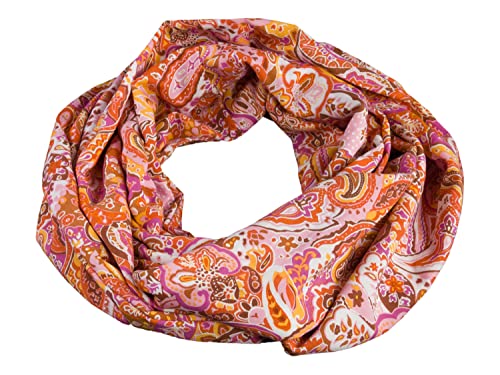 bettina bruder - Damen-Loop Schlauchschal Paisley Blumen orange rosa weiß - 100% Viskose von bettina bruder