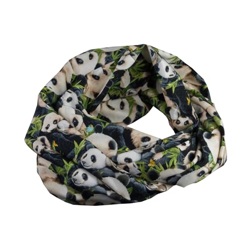 bettina bruder - Damen-Loop Schlauchschal Panda Eukalyptus schwarz weiß grün - 100% Baumwolle … von bettina bruder